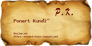 Ponert Kunó névjegykártya